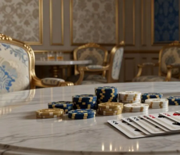 Table de poker élégante avec jetons non monétaires