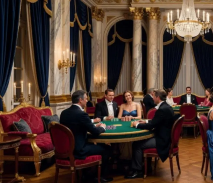 Salon de poker Empire Napoléonien avec tables élégantes