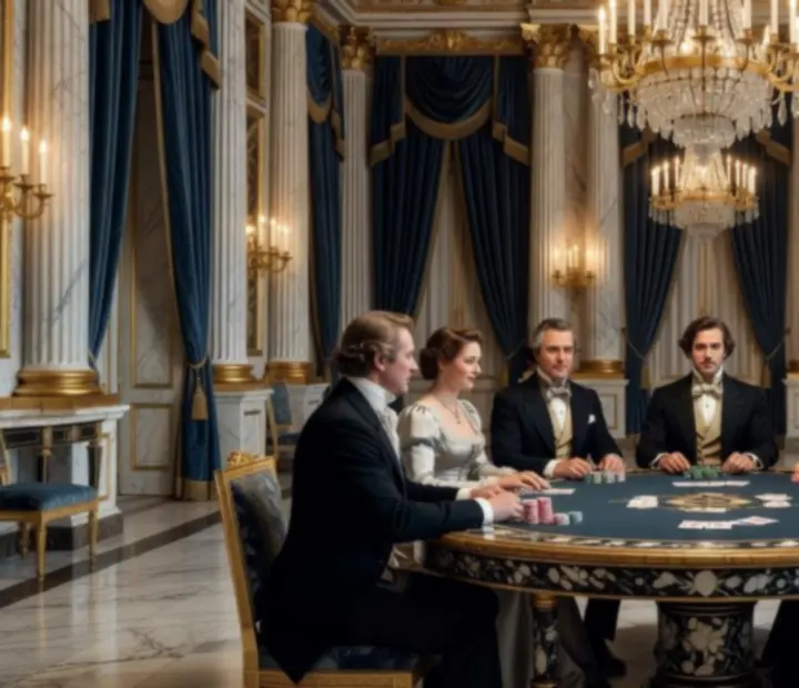 Salon de réception de style Empire napoléonien avec table de poker récréative Expertivage